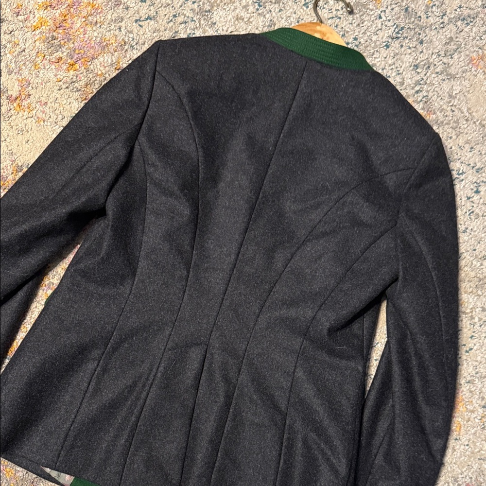 Kleider Manufaktur Habsburg Gray Women's Jacket with Green Trim & Horn Buttons 4 - Picture 12 of 12